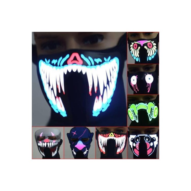 LED Leuchtende Partei Maske Kostüm Licht Masck Warme Outdoor Winddichte Maske - Blutzähne-6