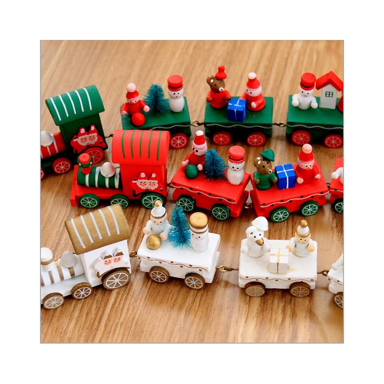 creative wooden 5 carriages christmas train for christmas ornament decor gift red 3 - Christmas Train Decoration creative wooden 5 carriages christmas train for christmas ornament decor gift red 3 - Christmas Train Decoration