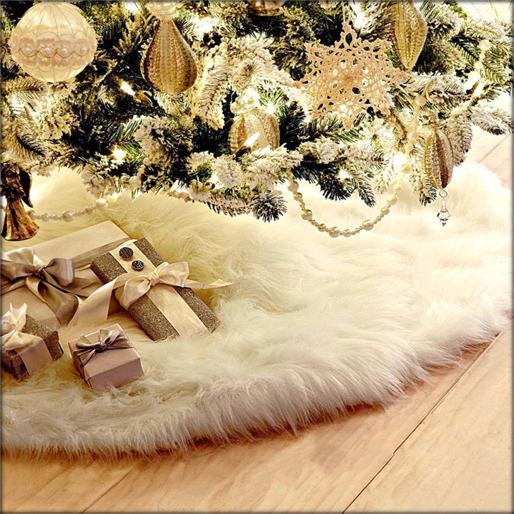 Weihnachtsbaum Plüschrock Urlaub Baumschmuck Dekoration, Durchmesser: 78cm - Weiß-6