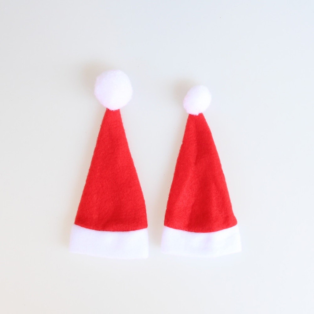 10Pcs/Set Christmas Caps Cutlery Holders Fork Spoon Tableware Pocket Santa Hat Decoration-3