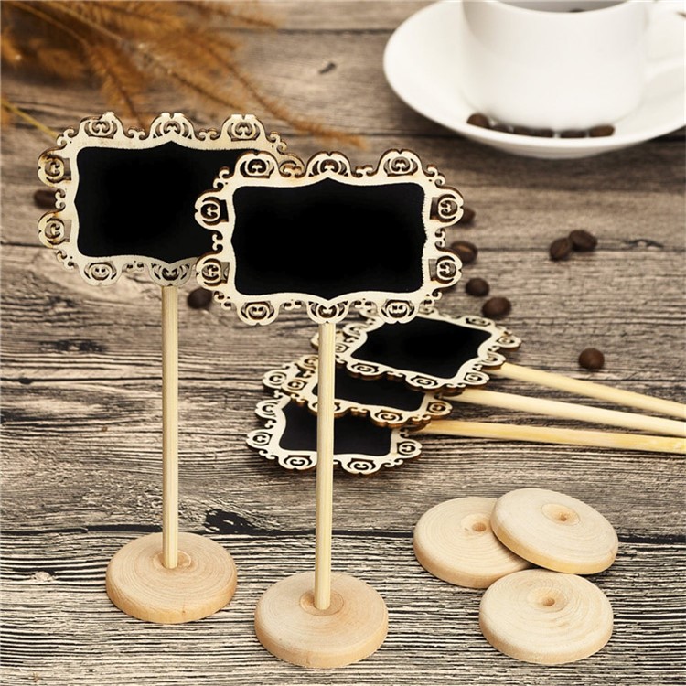 10 PCS Mini Hollow Pattern Chalkboards Black Board Decor with Stand-1