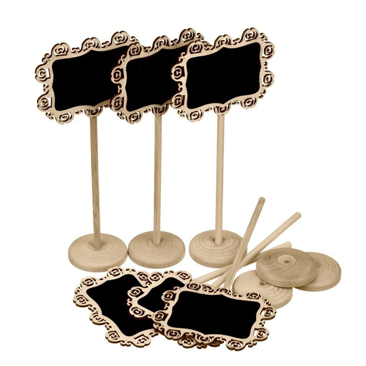 10 PCS Mini Hollow Pattern Chalkboards Black Board Decor with Stand-4