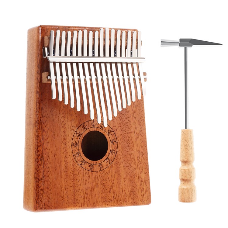 17 Keys Kalimba Thumb Piano with Instruction and Tune Hammer Mahogany Body Metal Tines-1