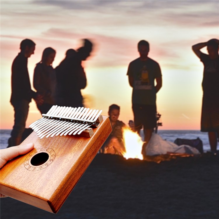 17 Keys Kalimba Thumb Piano with Instruction and Tune Hammer Mahogany Body Metal Tines-3