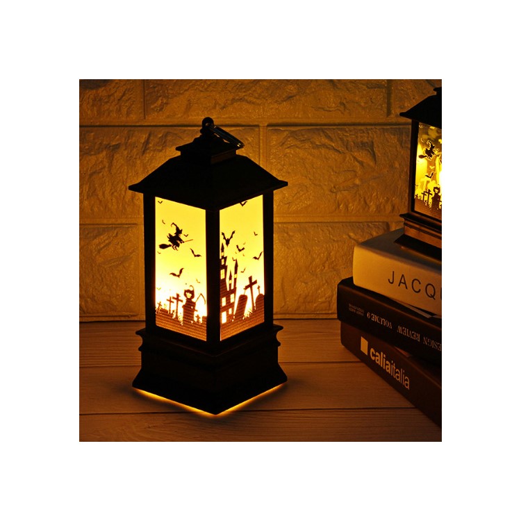 Creative Halloween Decoration Hanging Light Lantern Flame Lamp for Home Bar School Decor - Castle Pattern-1