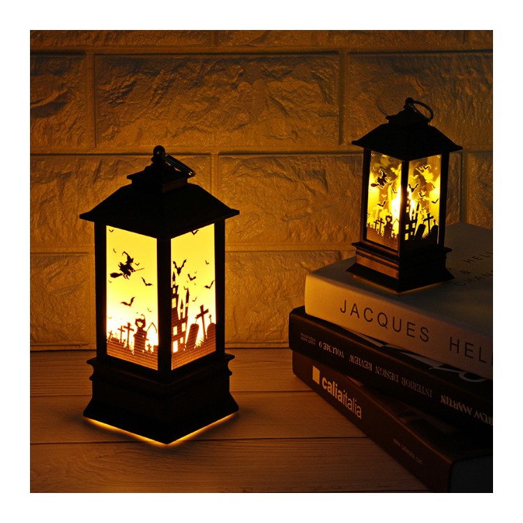 Creative Halloween Decoration Hanging Light Lantern Flame Lamp for Home Bar School Decor - Castle Pattern-3