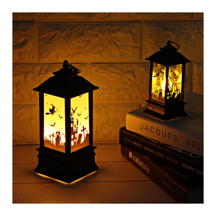 Creative Halloween Decoration Hanging Light Lantern Flame Lamp for Home Bar School Decor - Castle Pattern-3