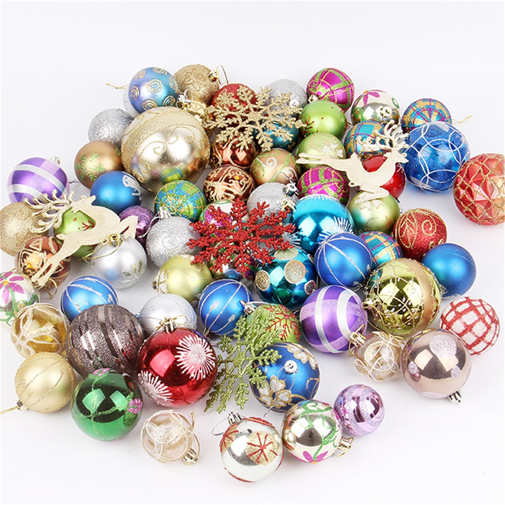 60-70PCS/Lot Christmas Tree Decor Ball Bauble Xmas Party Hanging Ball Ornament Decorations-3