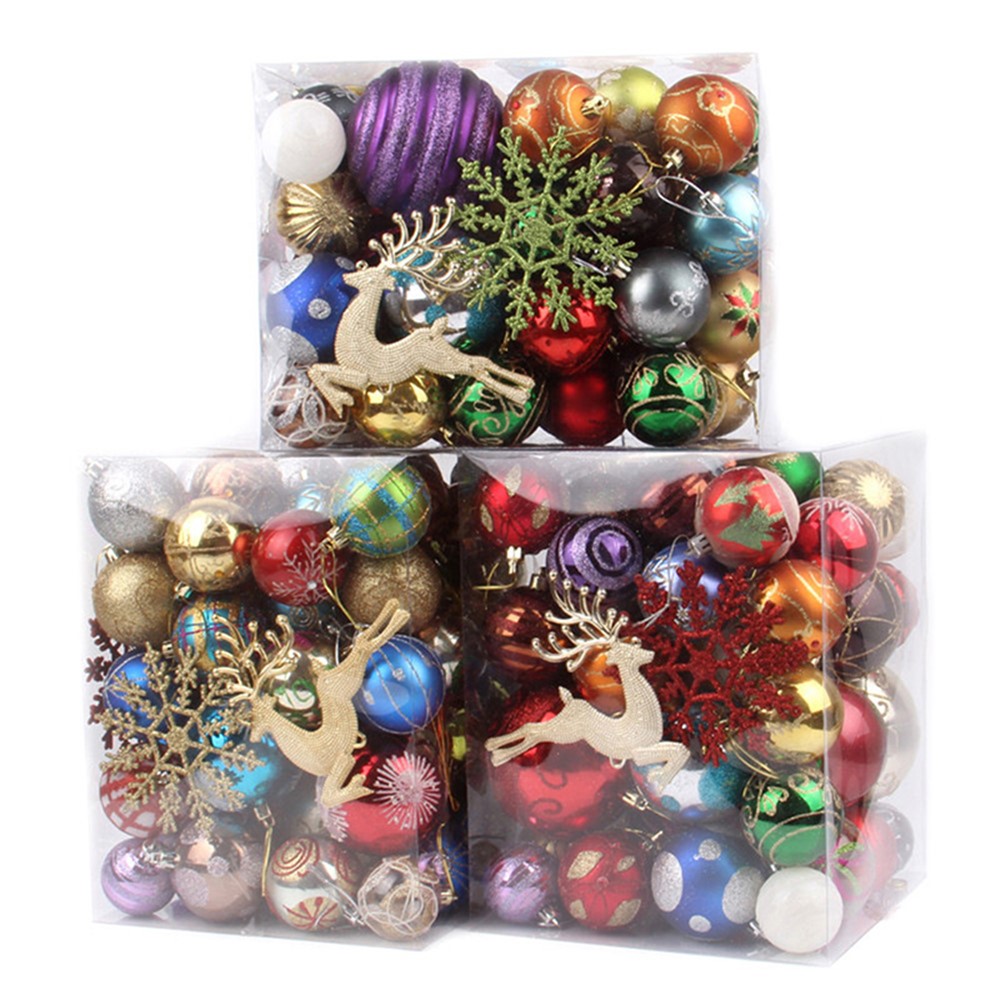 60-70PCS/Lot Christmas Tree Decor Ball Bauble Xmas Party Hanging Ball Ornament Decorations-5