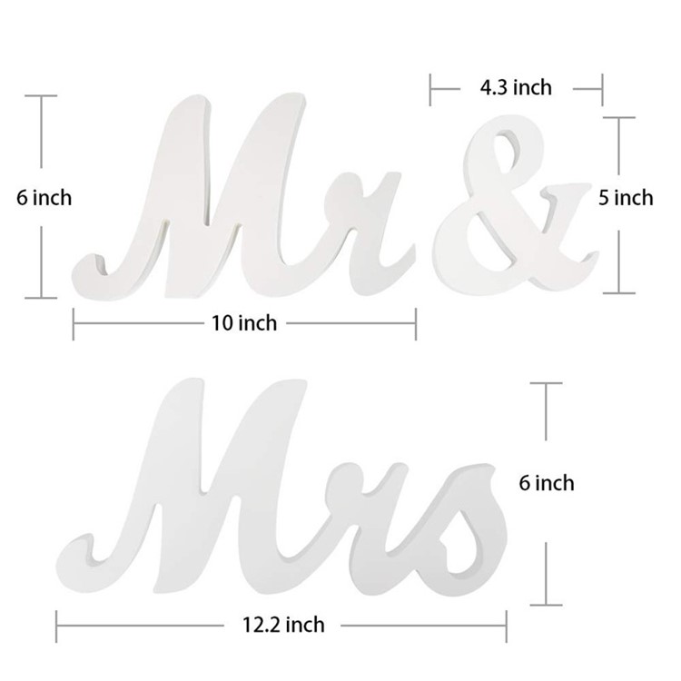 Mr & Mrs Signs Wedding Sweetheart Table Letters Decoration Sets - White-2
