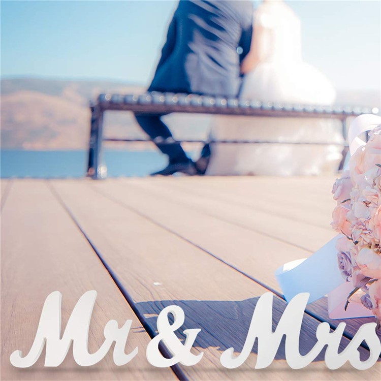 Mr & Mrs Signs Wedding Sweetheart Table Letters Decoration Sets - White-3