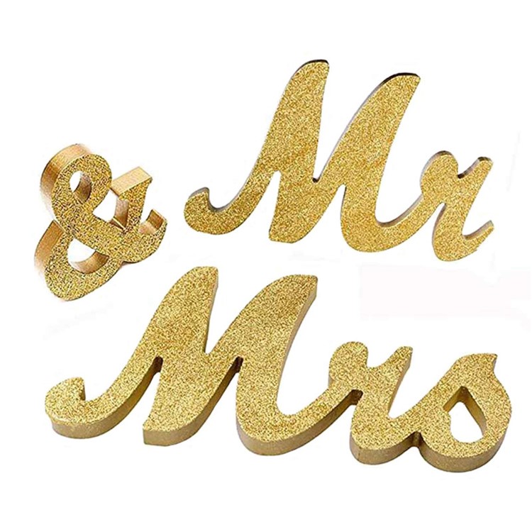 Sig & Sig.ra Segni Set Di Decorazioni Per Lettere Da Sposa Innamorate - Oro-1