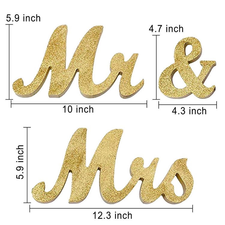 Sig & Sig.ra Segni Set Di Decorazioni Per Lettere Da Sposa Innamorate - Oro-2