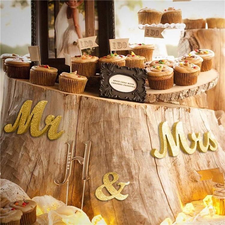 Sig & Sig.ra Segni Set Di Decorazioni Per Lettere Da Sposa Innamorate - Oro-6