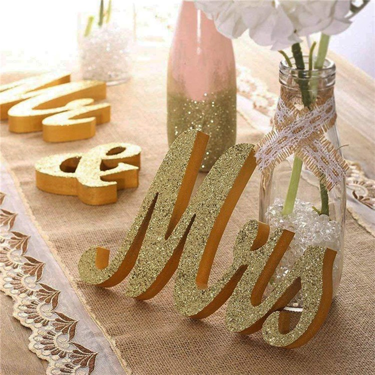 Sig & Sig.ra Segni Set Di Decorazioni Per Lettere Da Sposa Innamorate - Oro-8