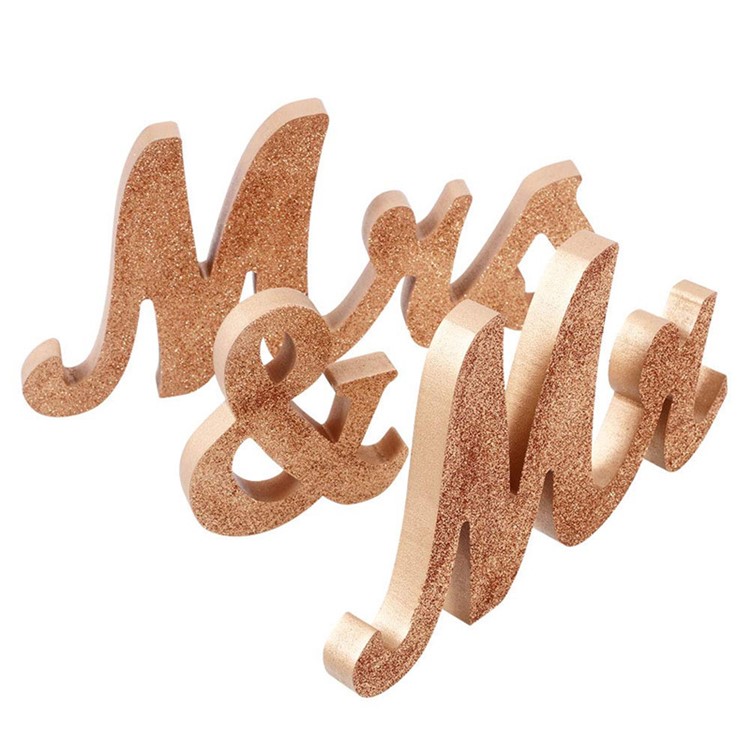 Señor & Señora Signos Boda Cariño Mesa Cartas Decoración Juegos - Oro Rosa-1
