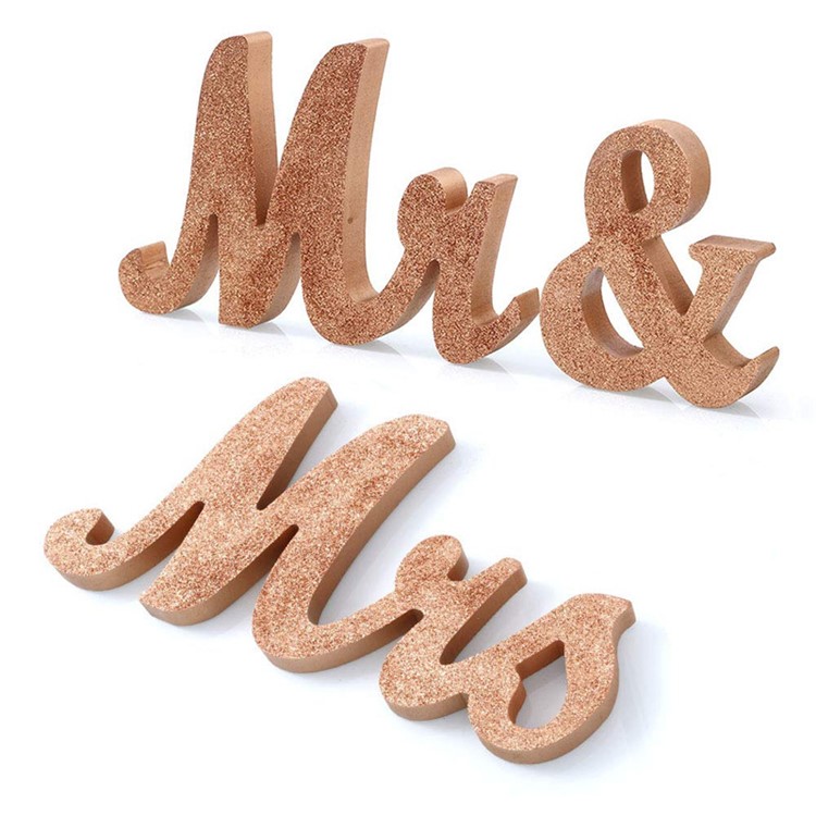 Señor & Señora Signos Boda Cariño Mesa Cartas Decoración Juegos - Oro Rosa-3
