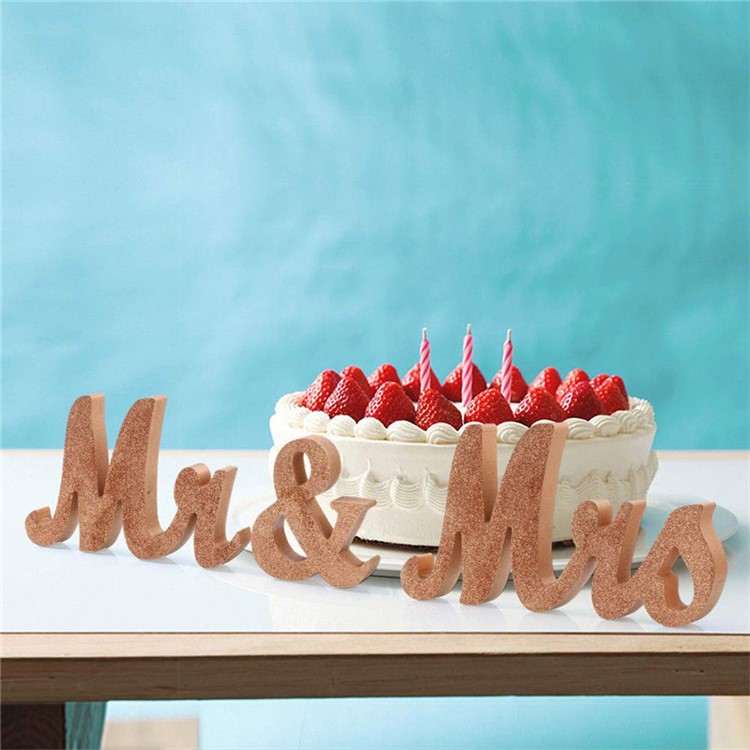 Señor & Señora Signos Boda Cariño Mesa Cartas Decoración Juegos - Oro Rosa-5