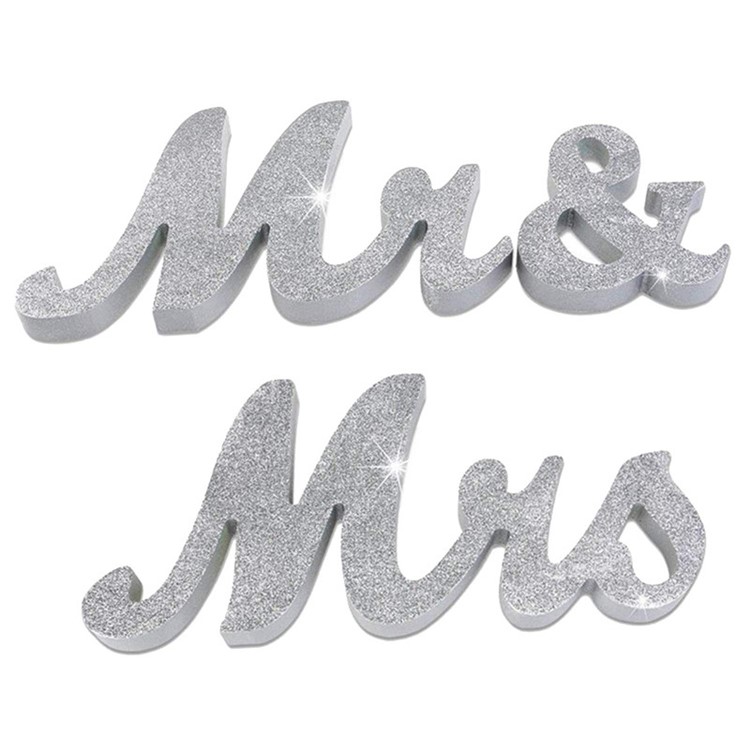 Mr & Mrs Signs Wedding Sweetheart Table Letters Decoration Sets - Silver-1