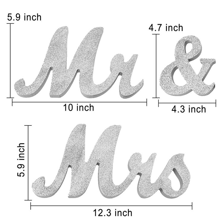 Mr & Mrs Signs Wedding Sweetheart Table Letters Decoration Sets - Silver-2