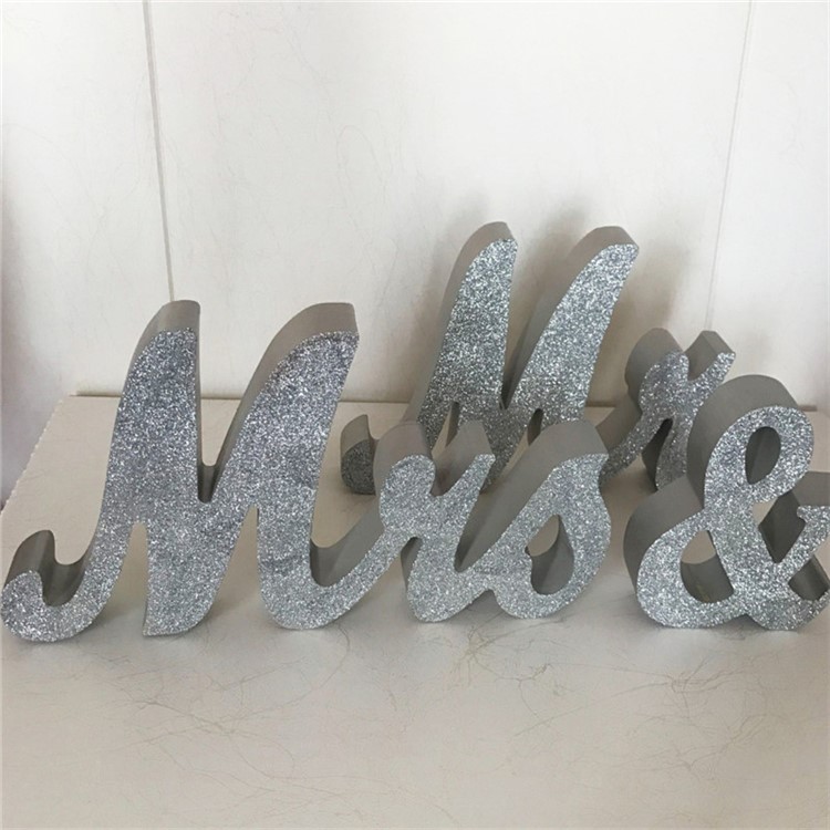 Mr & Mrs Signs Wedding Sweetheart Table Letters Decoration Sets - Silver-3