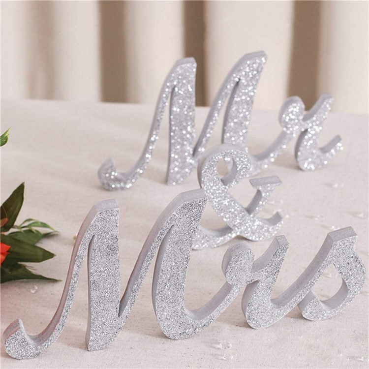Mr & Mrs Signs Wedding Sweetheart Table Letters Decoration Sets - Silver-4