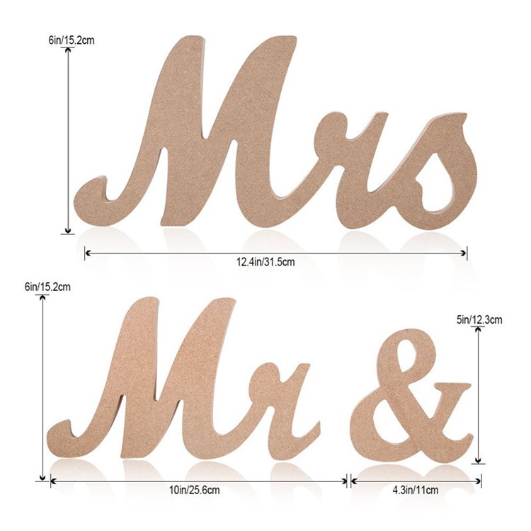 Mr & Mrs Signs Wedding Sweetheart Table Letters Decoration Sets - Light Brown-2