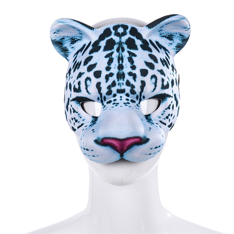 Halloween Costume Ball Mask Scary Snow Leopard Face Mask Full Face Mask Head Mask-1