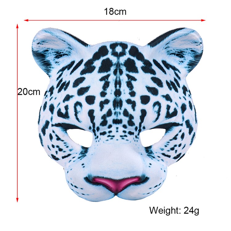 Halloween Costume Ball Mask Scary Snow Leopard Face Mask Full Face Mask Head Mask-3