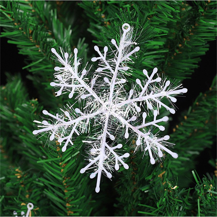 3PCS/Pack Christmas Plastic Glitter Snowflake Hanger Plastic Snowflake Ornaments-1