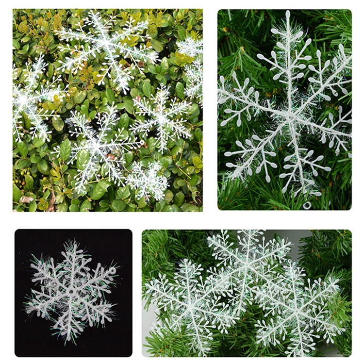 3PCS/Pack Christmas Plastic Glitter Snowflake Hanger Plastic Snowflake Ornaments-2