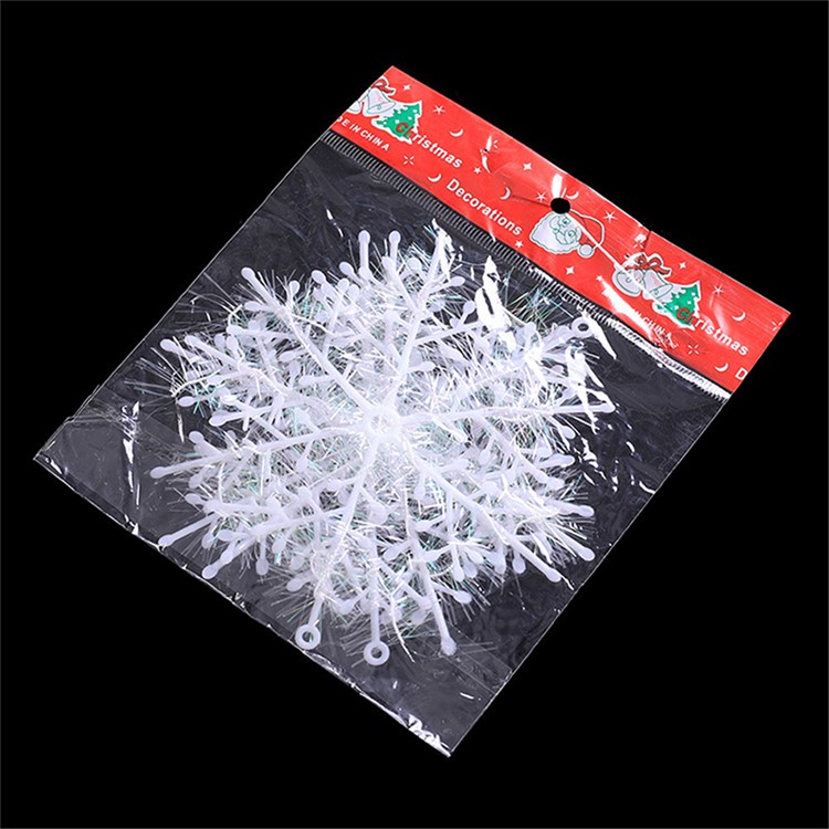 3PCS/Pack Christmas Plastic Glitter Snowflake Hanger Plastic Snowflake Ornaments-4