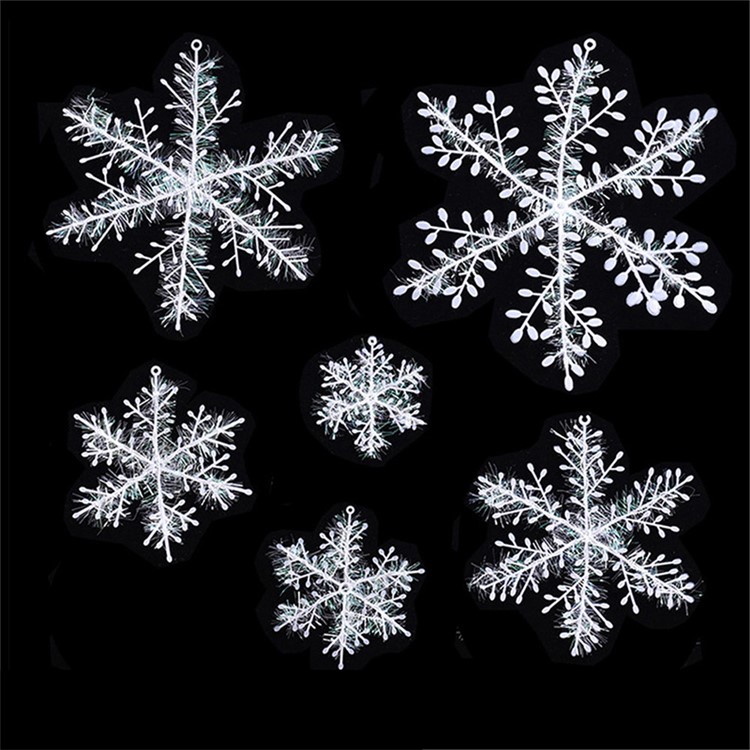 3PCS/Pack Christmas Plastic Glitter Snowflake Hanger Plastic Snowflake Ornaments-5