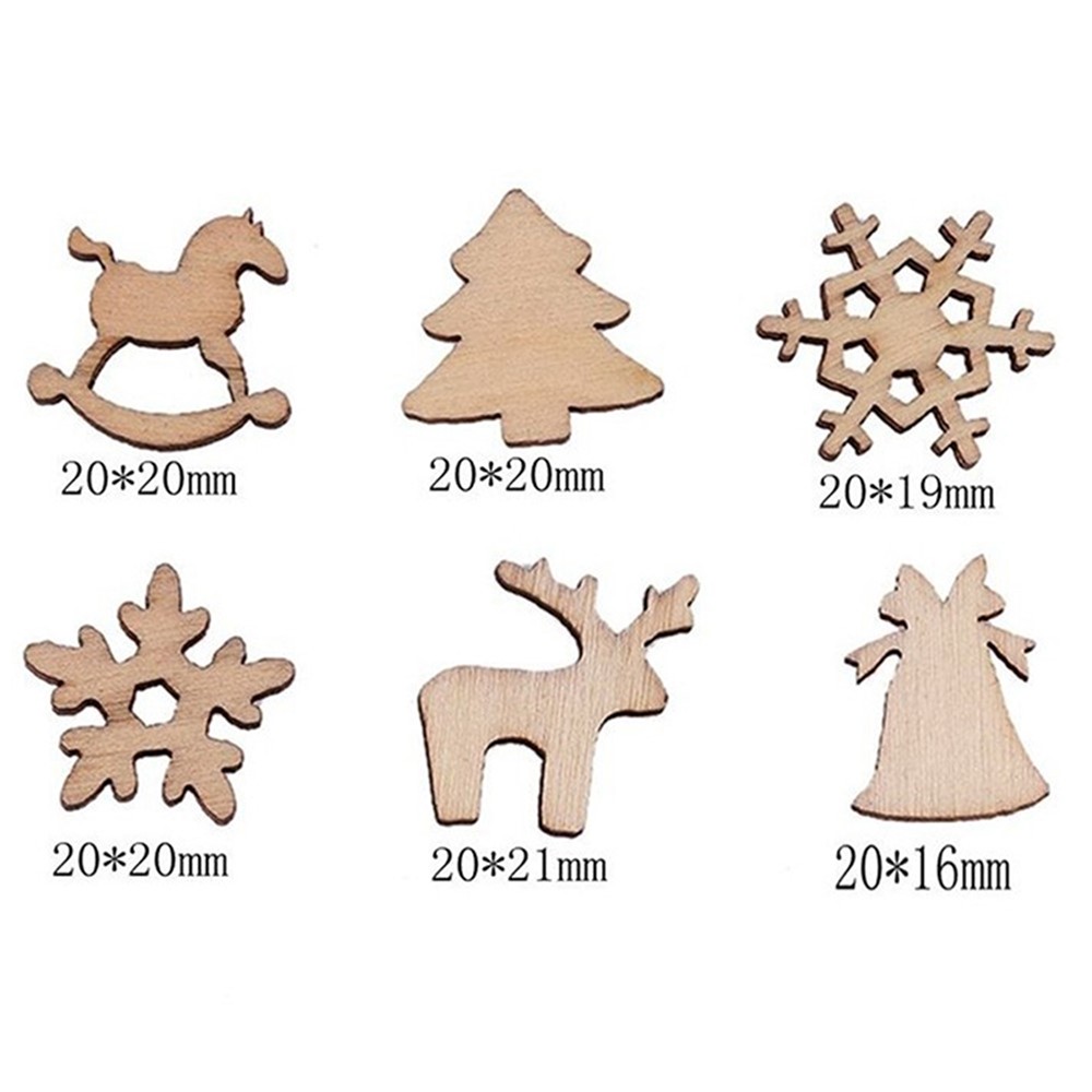 Virutas De Madera De Nieve De Dibujos Animados De Navidad Ciervos De árbol De Navidad Accesorios De Bricolaje 100 Unids / Bolsa-3