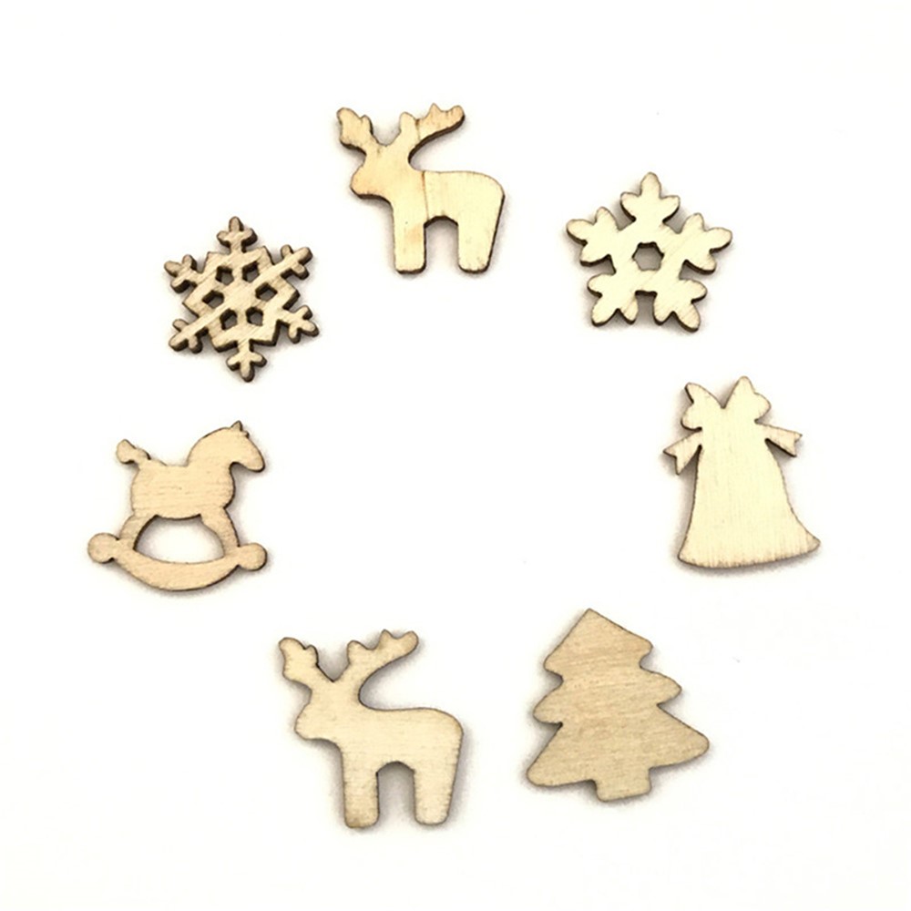 Trucioli Di Legno Del Cartone Animato Di Natale Trucioli Di Legno Degli Accessori Fai Da Te 100pcs / Borsa-4