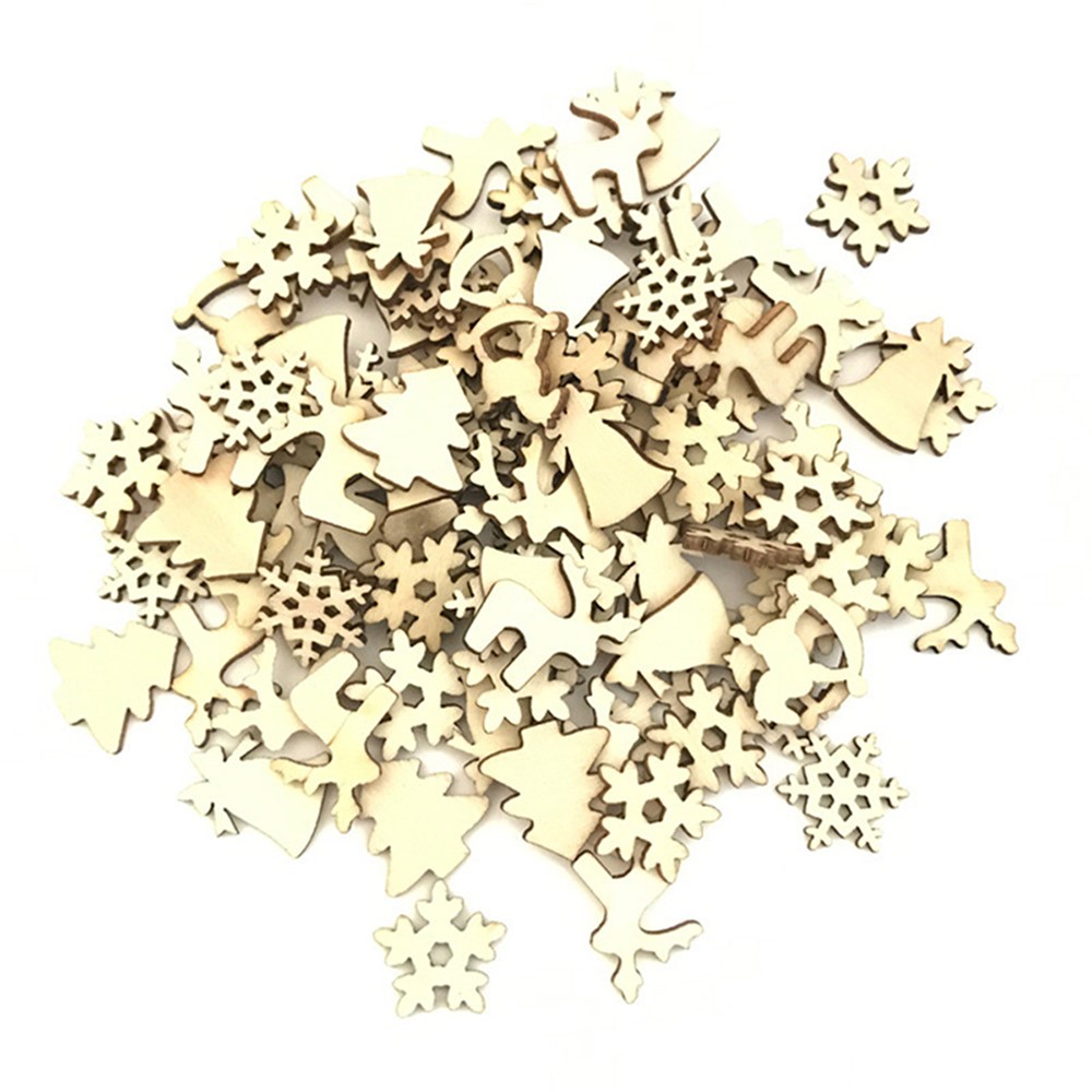 Virutas De Madera De Nieve De Dibujos Animados De Navidad Ciervos De árbol De Navidad Accesorios De Bricolaje 100 Unids / Bolsa-6