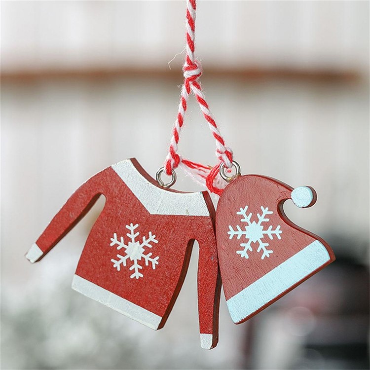 5PCS/Set Christmas Wooden Pendants Ornament Home Party Wood Crafts Decoration-7