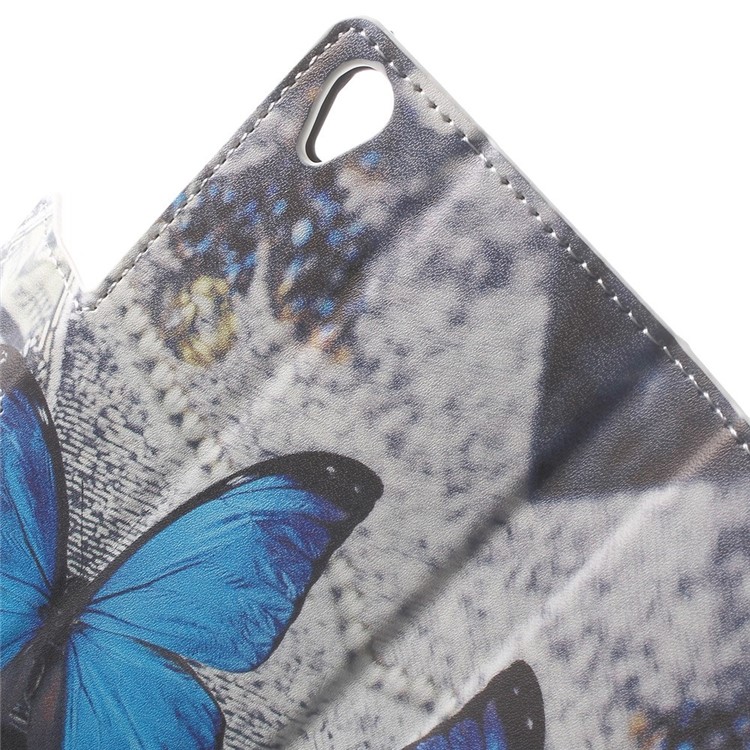 Apelando la cubierta azul del soporte del cuero de la carpeta de la mariposa para Sony Xperia Z3 D6653 D6603-6