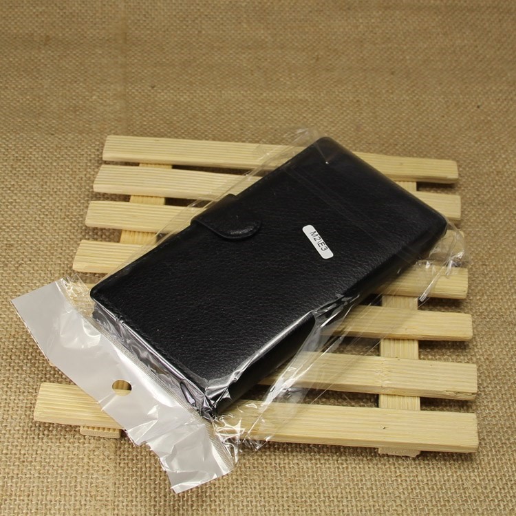 Leather Wallet Case for Sony Xperia M2 Aqua w/ Stand - Black-6