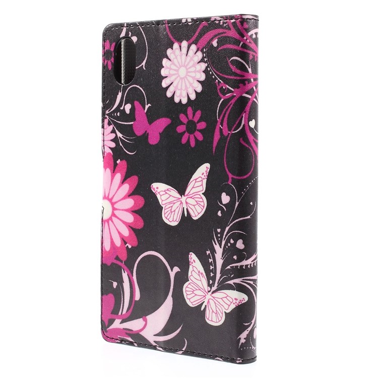 Bolsa de couro Butterfly Flowers para Sony Xperia M4 Aqua / M4 Aqua Dual com Slots de cartão-2