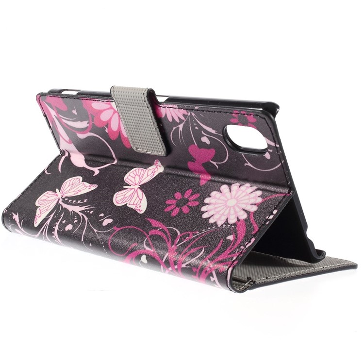 Bolsa de couro Butterfly Flowers para Sony Xperia M4 Aqua / M4 Aqua Dual com Slots de cartão-5