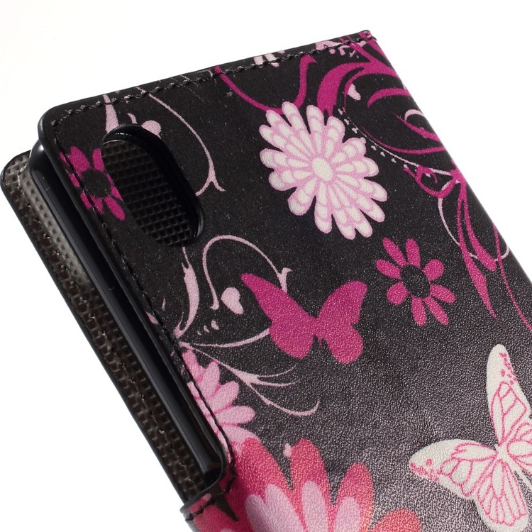 Bolsa de couro Butterfly Flowers para Sony Xperia M4 Aqua / M4 Aqua Dual com Slots de cartão-9