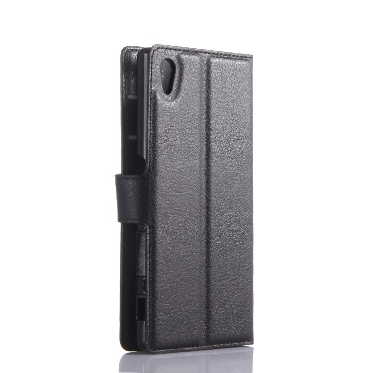 Lychee Skin Wallet Leather Stand Case for Sony Xperia Z5 / Z5 Dual - Black-2