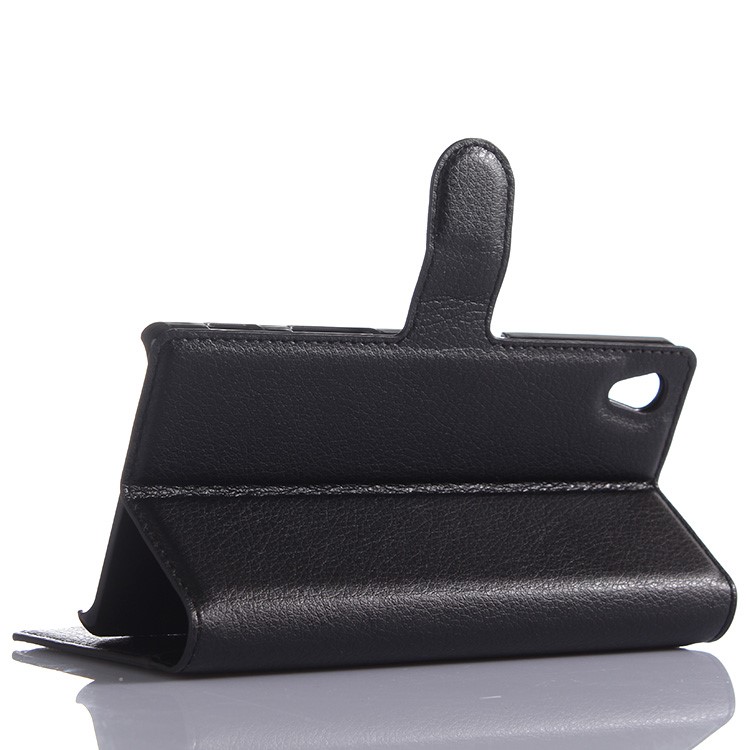 Lychee Skin Wallet Leather Stand Case for Sony Xperia Z5 / Z5 Dual - Black-5