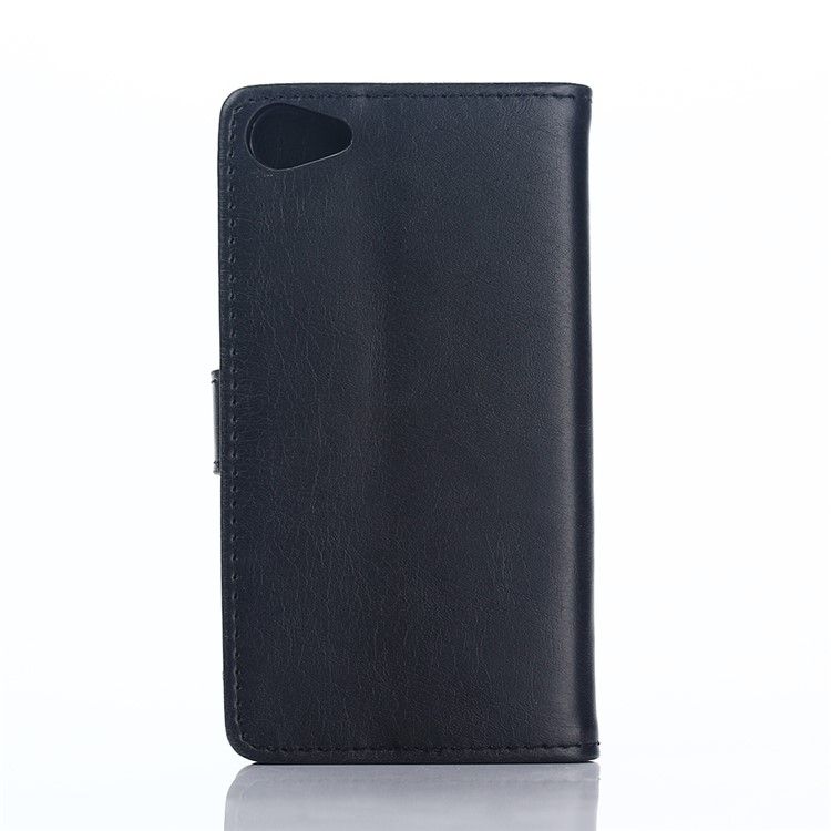 Cubierta De Cuero De La Cartera Del Caballo Loco Retro Para Sony Xperia Z5 Compacto - Negro-2