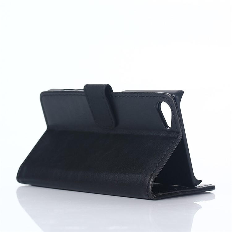 Cubierta De Cuero De La Cartera Del Caballo Loco Retro Para Sony Xperia Z5 Compacto - Negro-4