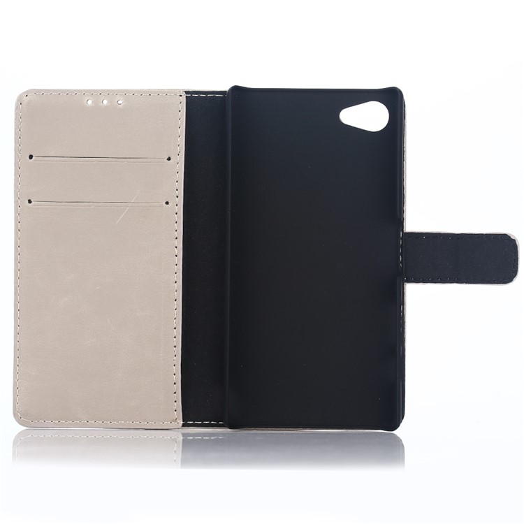 Retro Crazy Horse Wallet Leather Stand Phone Case for Sony Xperia Z5 Compact - Grey-3