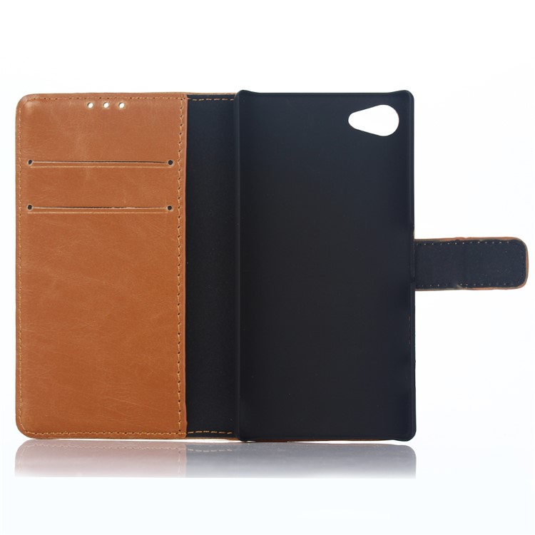 Retro Crazy Horse Magnetic Wallet Housse de protection en cuir pour Sony Xperia Z5 Compact - marron-3
