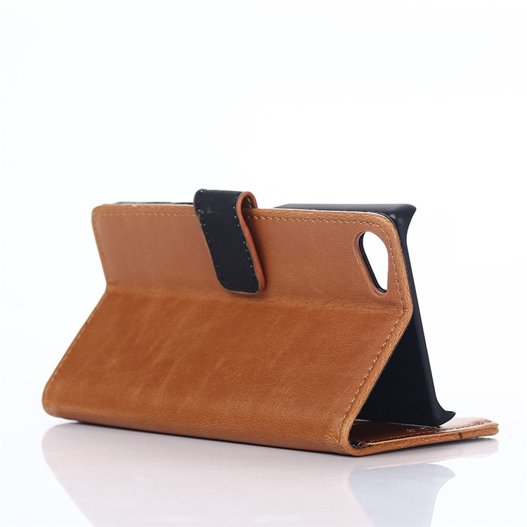 Retro Crazy Horse Magnetic Wallet Housse de protection en cuir pour Sony Xperia Z5 Compact - marron-4