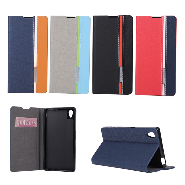Deux-Étui en cuir PU Leather pour Sony Xperia Z5 / Z5 Dual avec support de carte - bleu foncé, bleu marine-10